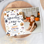 Spooky One Schattige Halloween Ghost 1st Birthday  Kaart