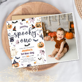 Spooky One Schattige Halloween Ghost 1st Birthday  Kaart