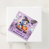 Spooky ONE Schattige Meisje Paarse Halloween 1e Ve Bedankjes Labels (In situ)