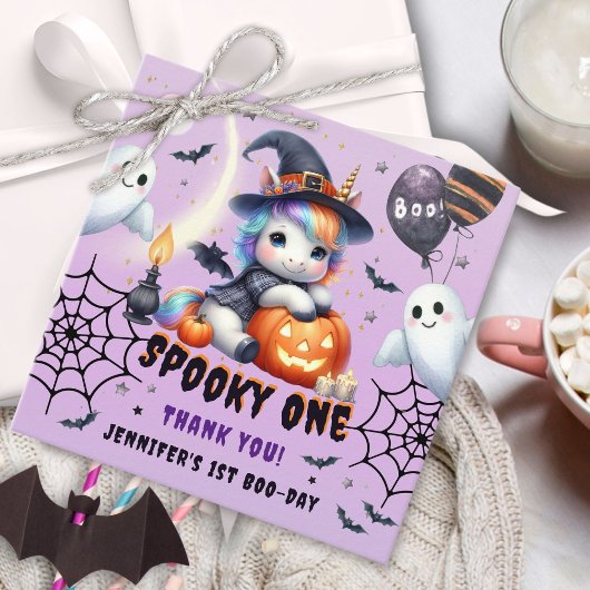 Spooky ONE Schattige Meisje Paarse Halloween 1e Ve Bedankjes Labels