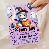 Spooky ONE Schattige Meisje Paarse Halloween 1e Ve Kaart