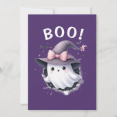 Spooky ONE Schattige Meisje Paarse Halloween 1e Ve Kaart (Achterkant)