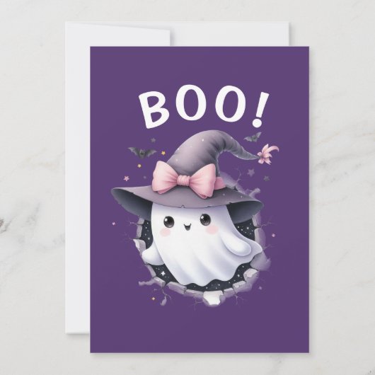 Spooky ONE Schattige Meisje Paarse Halloween 1e Ve Kaart (Achterkant)