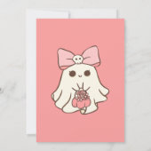 Spooky One Schattige Pink Ghost & Bows 1st Birthda Kaart (Achterkant)