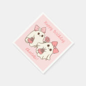 Spooky One Schattige Pink Ghost & Bows 1st Birthda Servet (Hoek)