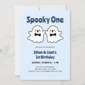 Spooky One Schattige Twin Boys Halloween 1st Birth Kaart (Voorkant)