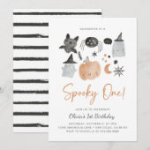 Spooky One | spookuitnodiging | Spooky 1st Kaart (Voorkant / Achterkant)