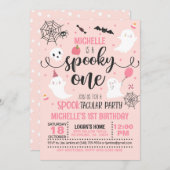 Spooky One verjaardagsuitnodiging - Meisje (roze) Kaart (Voorkant / Achterkant)