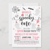 Spooky One verjaardagsuitnodiging - Meisje (Wh/Pin Kaart (Voorkant)