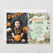 Spooky One Witch Halloween 1st Birthday Foto Kaart (Voorkant)