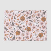 Spooky ontwerp met pompoenen, geesten en vleermuiz tissuepapier (Voorkant)