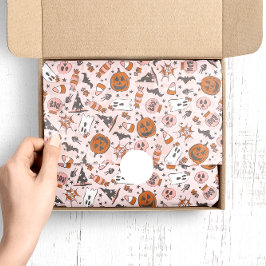 Spooky ontwerp met pompoenen, geesten en vleermuiz tissuepapier