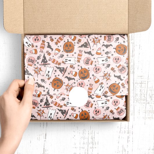 Spooky ontwerp met pompoenen, geesten en vleermuiz tissuepapier