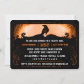 Spooky Oranje & Black Raven Halloween Party Invite Kaart (Achterkant)