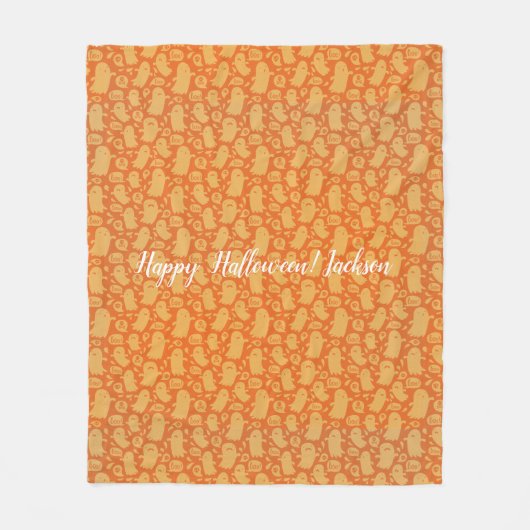 Spooky Oranje Ghosts Halloween Fleece Deken (Voorkant)