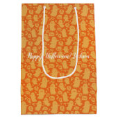 Spooky Oranje Ghosts Halloween Medium Cadeauzakje (Achterkant)
