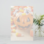Spooky Oranje Halloween Snoep Briefpapier (Staand voorkant)