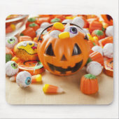 Spooky Oranje Halloween Snoep Muismat (Voorkant)