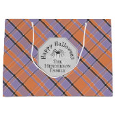 Spooky Oranje Paarse Black Plaid Spider Halloween Groot Cadeauzakje (Voorkant)