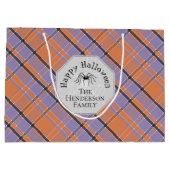 Spooky Oranje Paarse Black Plaid Spider Halloween Groot Cadeauzakje (Achterkant)