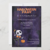 Spooky Oranje Skeleton Halloween Kaart (Achterkant)