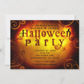Spooky Oranje Trick or treat Halloween Party Kaart (Voorkant)