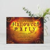 Spooky Oranje Trick or treat Halloween Party Kaart (Staand voorkant)