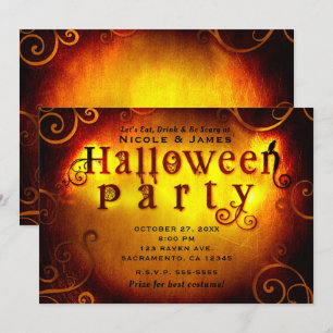 Spooky Oranje Trick or treat Halloween Party Kaart