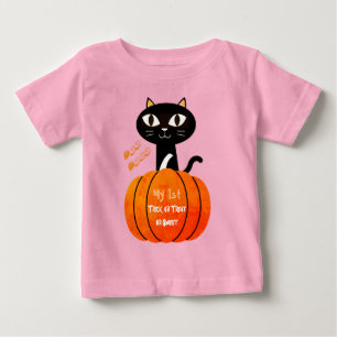 Spooky Oranje zwarte kattenpompoen mijn 1e Hallowe