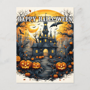 Spooky oud spookhuis Halloween Briefkaart