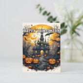 Spooky oud spookhuis Halloween Briefkaart (Staand voorkant)