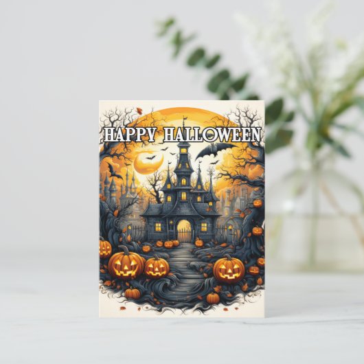 Spooky oud spookhuis Halloween Briefkaart (Staand voorkant)