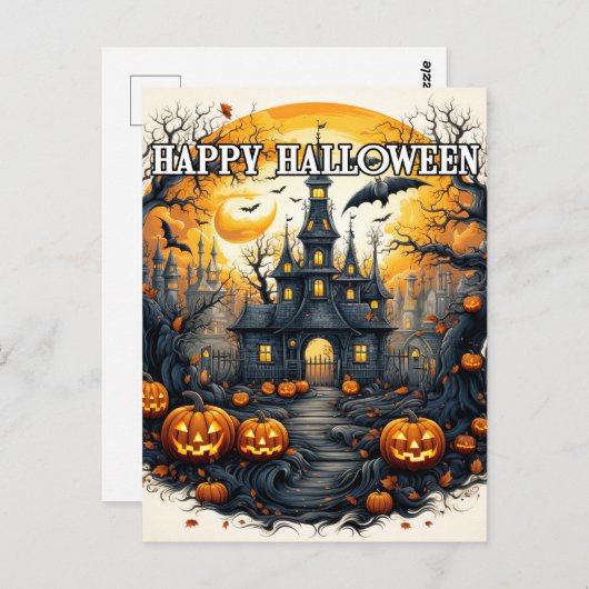 Spooky oud spookhuis Halloween Briefkaart (Voorkant / Achterkant)