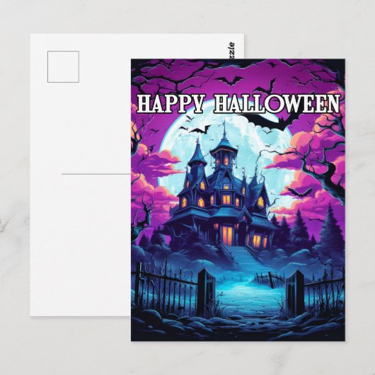 Spooky oud spookhuis Halloween Briefkaart (Voorkant / Achterkant)