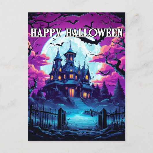 Spooky oud spookhuis Halloween Briefkaart (Voorkant)