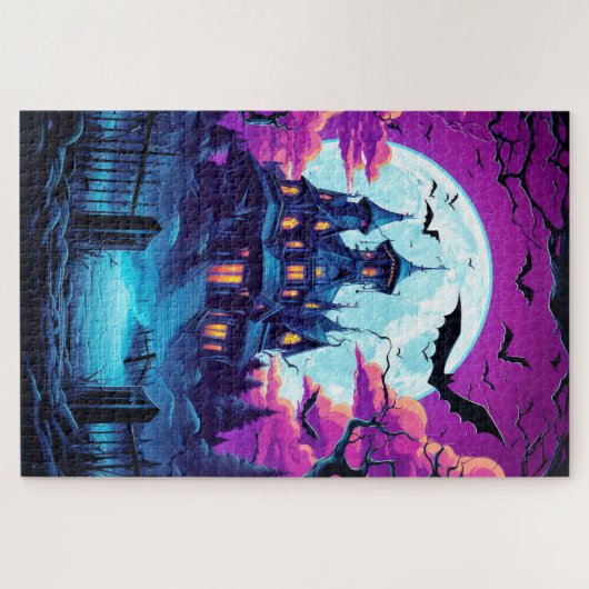 Spooky oud spookhuis Halloween Legpuzzel (Horizontaal)