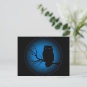 Spooky Owl Blue Moon Briefkaart (Staand voorkant)