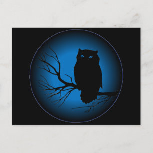 Spooky Owl Blue Moon Briefkaart