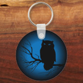 Spooky Owl Blue Moon Sleutelhanger (Voorkant)