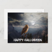 Spooky Owl en Full Moon Halloween  Briefkaart (Voorkant / Achterkant)