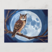 Spooky Owl Full Moon Halloween Feestdagenkaart (Voorkant)