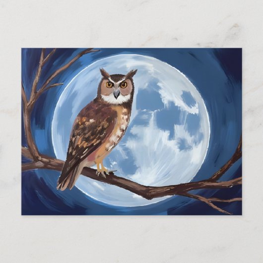 Spooky Owl Full Moon Halloween Feestdagenkaart (Voorkant)