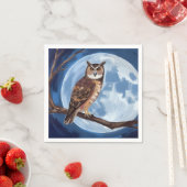 Spooky Owl Full Moon Halloween Servet (Insitu)