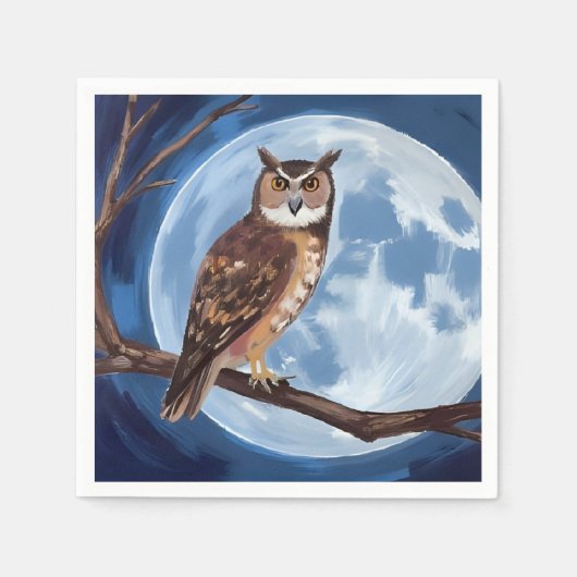 Spooky Owl Full Moon Halloween Servet (Voorkant)