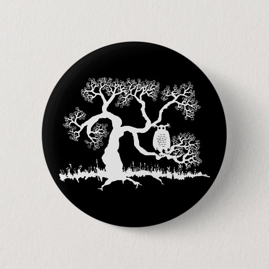 Spooky Owl In Tree Ronde Button 5,7 Cm (Voorkant)