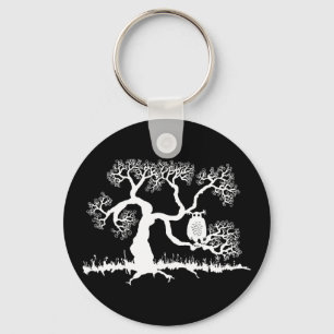 Spooky Owl In Tree Sleutelhanger