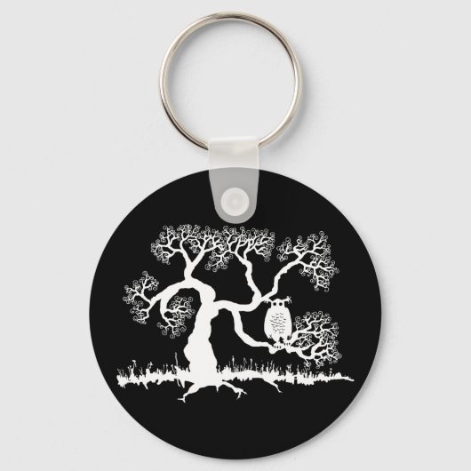 Spooky Owl In Tree Sleutelhanger (Voorkant)