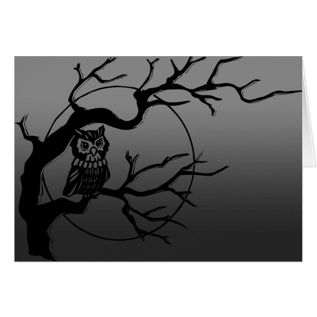 Spooky Owl Kaart (Voorkant Horizontaal)
