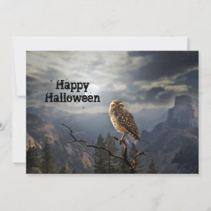 Spooky Owl Moon Graphic Halloween Flat Feestdagenkaart