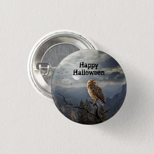 Spooky Owl Moon Graphic Halloween Ronde Button 3,2 Cm (Voorkant /achterkant)